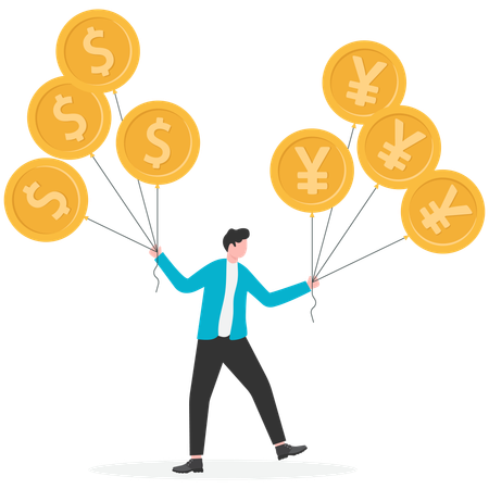 外貨を扱うビジネスマン  イラスト