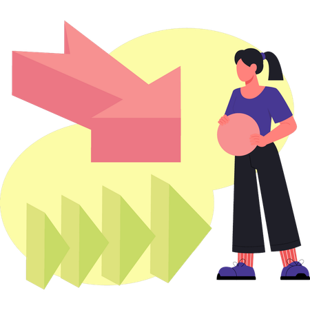 矢を見つめる少女  イラスト