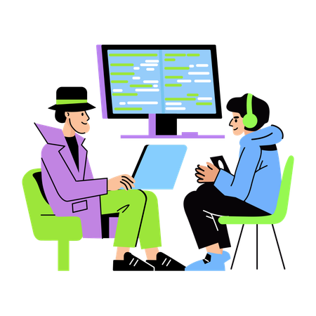 探偵と技術の天才との出会い  イラスト