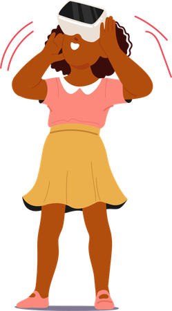 仮想現実の世界を体験する女性  イラスト