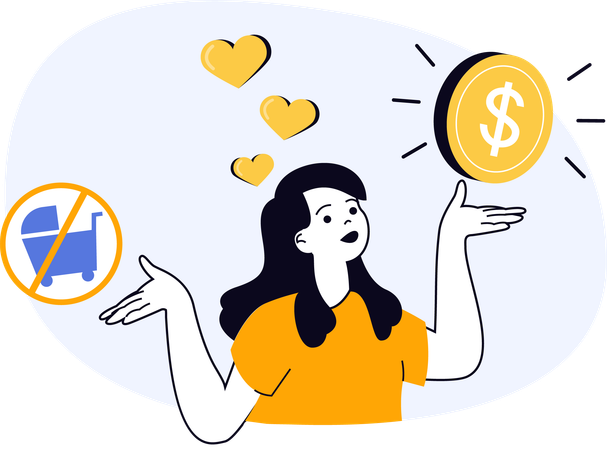 女性が新生児のためにお金を貯める  イラスト