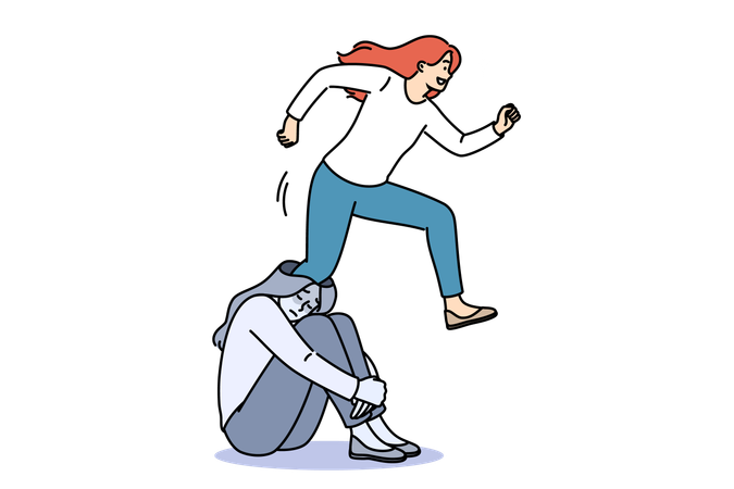 若い女性の心理的復活と精神的な問題や悩みの解消  イラスト