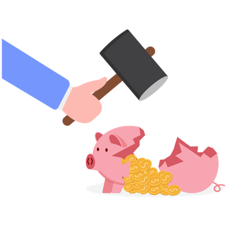 インフレにより貨幣価値が減少  イラスト