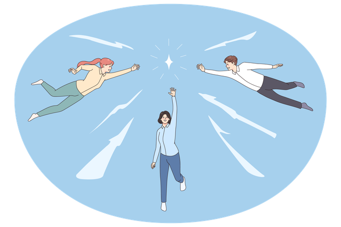 従業員は共通の目標に向かって協力し合う  イラスト