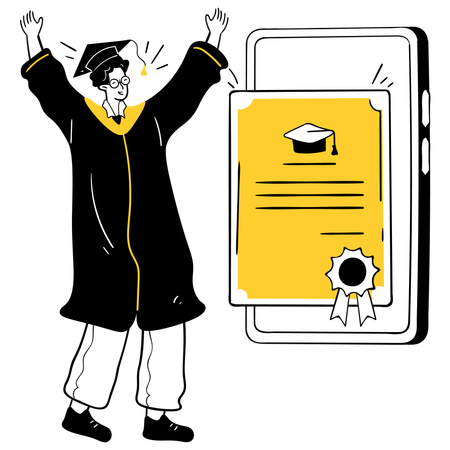 卒業証書を持つ学生  イラスト