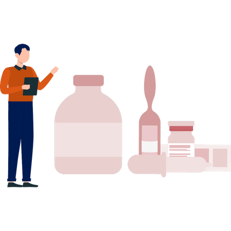 ワクチンを配布する少年  イラスト