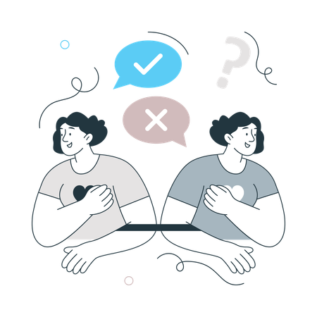 相反する感情を持つ二人の男  イラスト