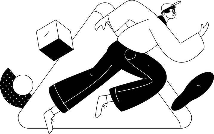 星を持って走る男  イラスト
