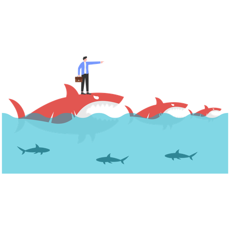 競争の激しい市場で働くビジネスマン  イラスト