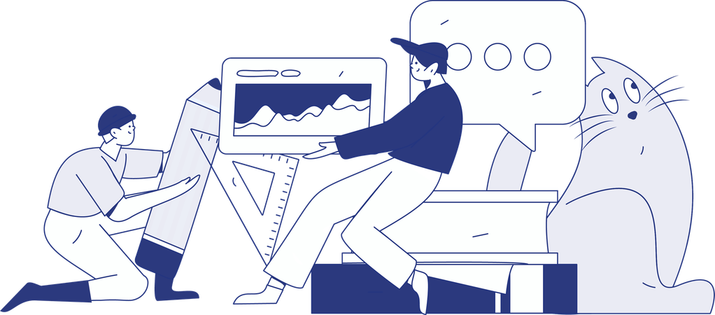 学習スケジュールを立てる人たち  イラスト