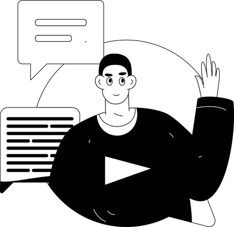 ソーシャルメディアでチャットする男性  イラスト