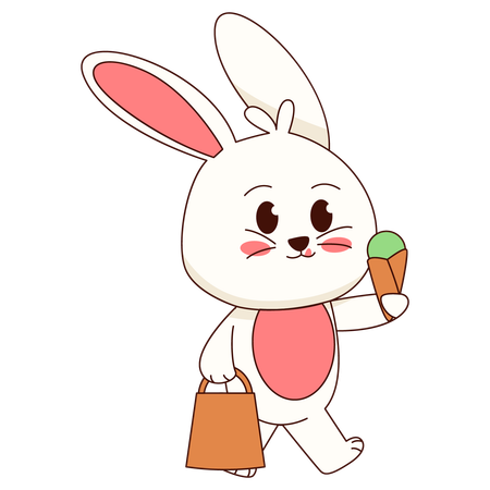アイスクリームを食べるウサギ  イラスト