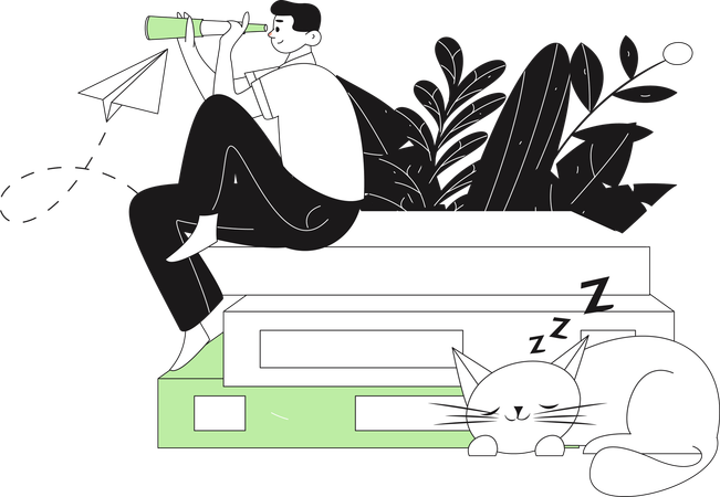 読むのに良い本を探している男性  イラスト