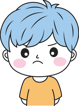 怒った表情をしたかわいい男の子  イラスト
