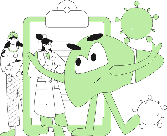 肝臓病と医療スタッフ  イラスト