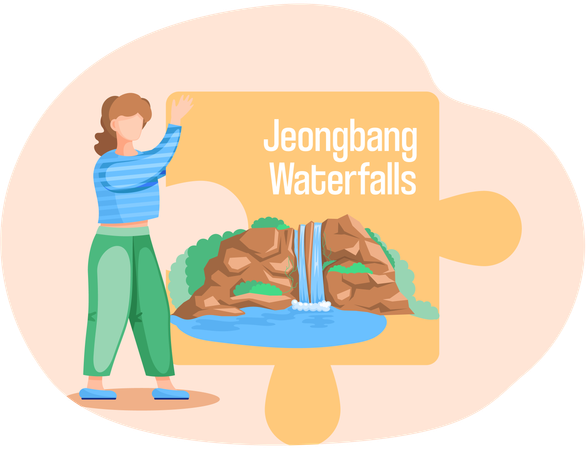 정방폭포는 한국 제주도의 유명한 랜드마크입니다.  일러스트레이션