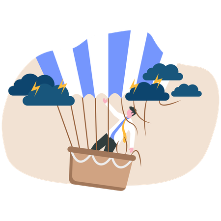 精神的な問題に直面するビジネスマン  イラスト