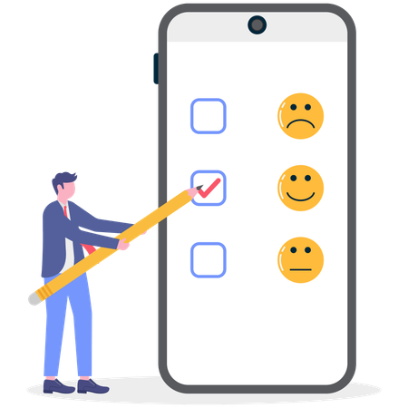 オンラインで評価を与えるビジネスマン  イラスト