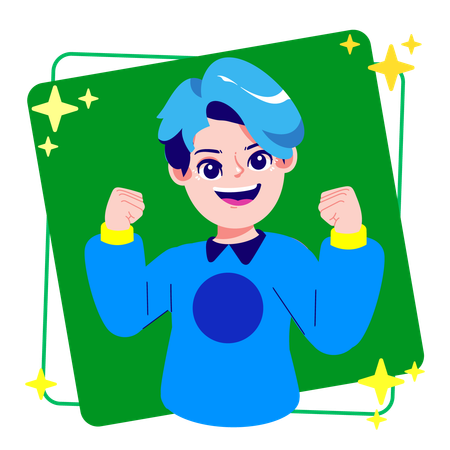 仕事で成功する男性  イラスト