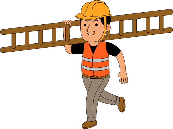 はしごを持った職長  イラスト