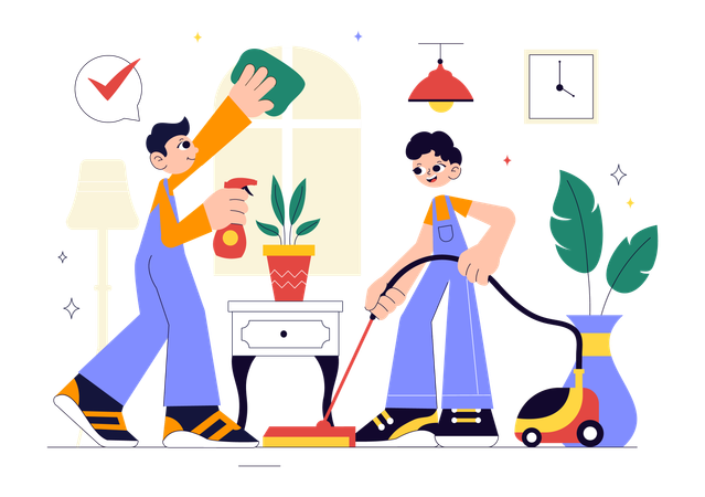 家事代行サービスを提供する男性  イラスト