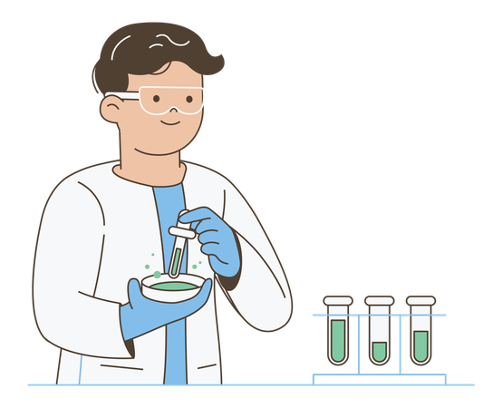 研究室で科学研究を行う科学者  イラスト