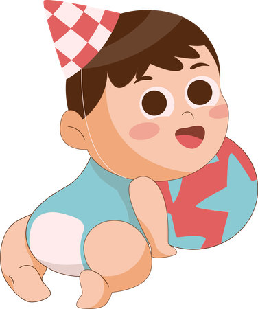 ボールで遊ぶ男の子  イラスト
