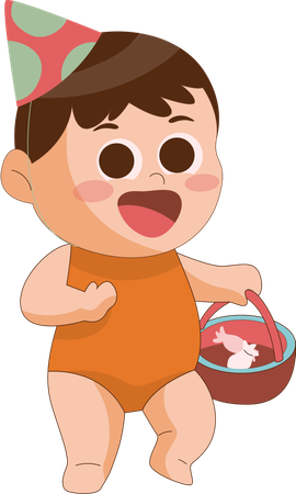 キャンディーを運ぶ男の子  イラスト