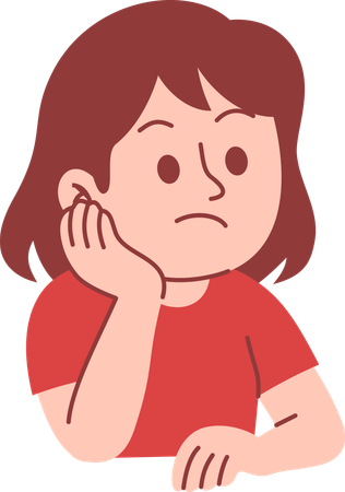 物思いにふける若い女性  イラスト