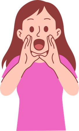 손으로 소리치는 여자  일러스트레이션