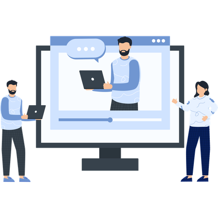 オンラインウェビナーに参加した人々  イラスト