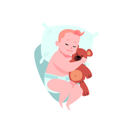 子どももおもちゃも安心して眠れるおむつ  イラスト