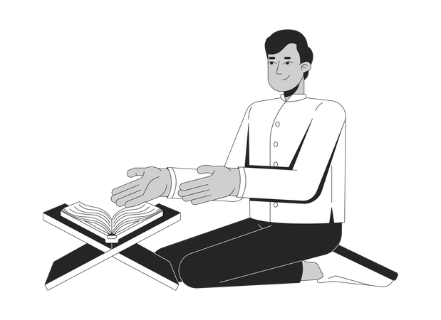 コーランを朗読するアラブ人 イラスト