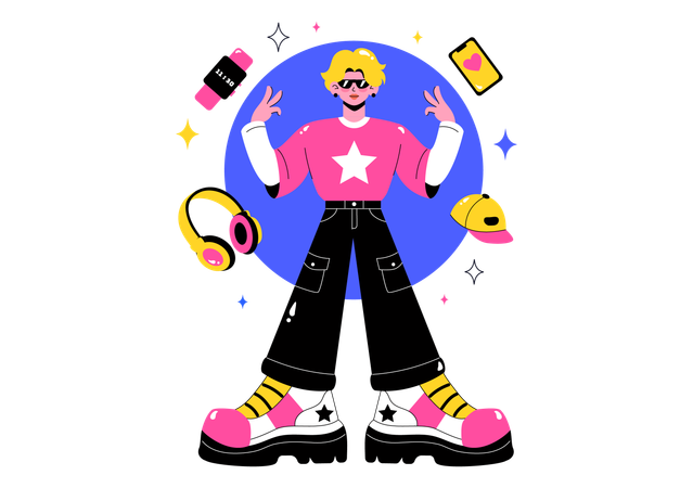 男性が今日の服装コンテストに参加  イラスト