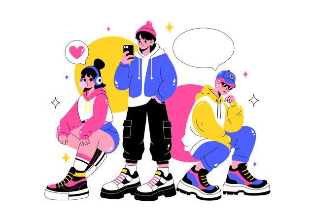 今日の服装コンテストに参加する人々  イラスト