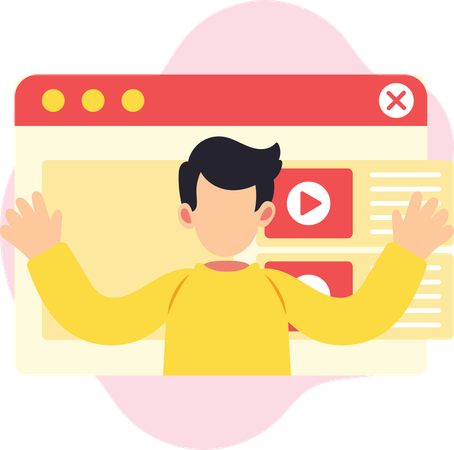 アイデアに取り組むコンテンツクリエイター  イラスト