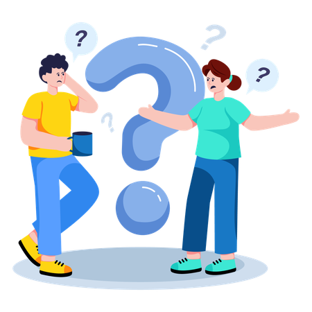 困惑した人々が質問する  イラスト