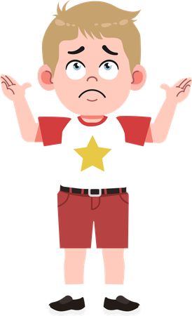 困惑したポーズのかわいい男の子  イラスト