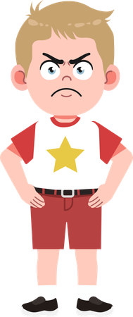 かわいい男の子が怒る  イラスト