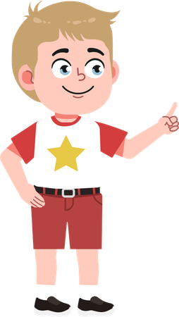 指を指して説明するかわいい男の子  イラスト