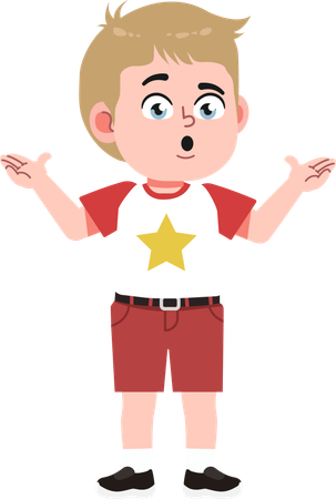 困惑したポーズのかわいい男の子  イラスト