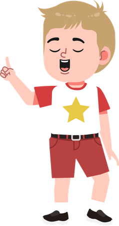 何かを説明しているかわいい男の子  イラスト