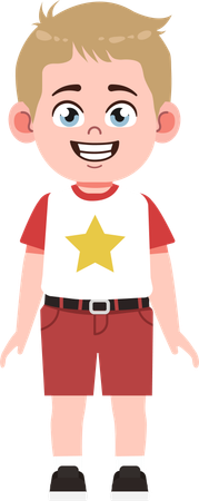 かわいい男の子が立って笑っている  イラスト