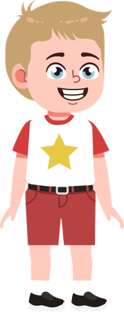 かわいい男の子が立って笑っている  イラスト