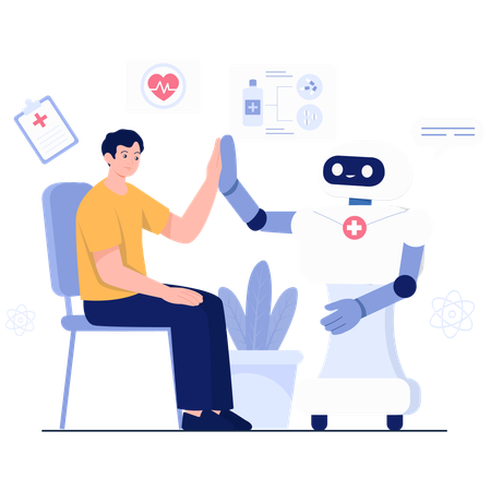 患者を支援するヘルスケアロボット  イラスト