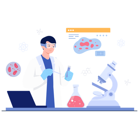 実験室で実験を行う科学者  イラスト