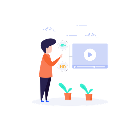 高画質のオンラインビデオストリーミング  イラスト