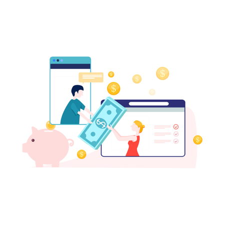 オンラインバンキングと送金  イラスト