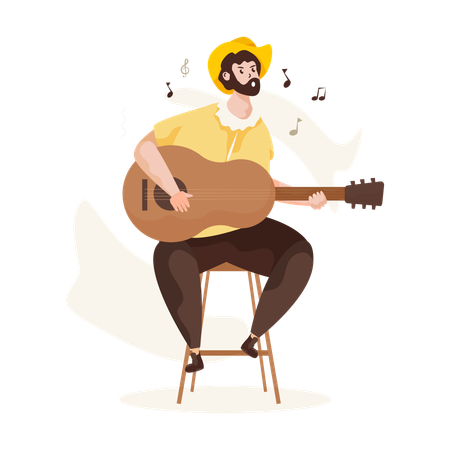 ギターを弾く男性  イラスト