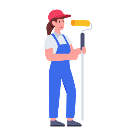 絵筆を持つ女性画家  イラスト